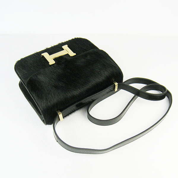 7A Hermes Oxhide Leather Message Bag Black H017